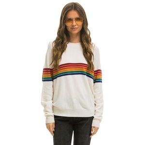 Aviator Nation RAINBOW STRIPE 6 UNISEX LIGHT CASHMERE SWEATER